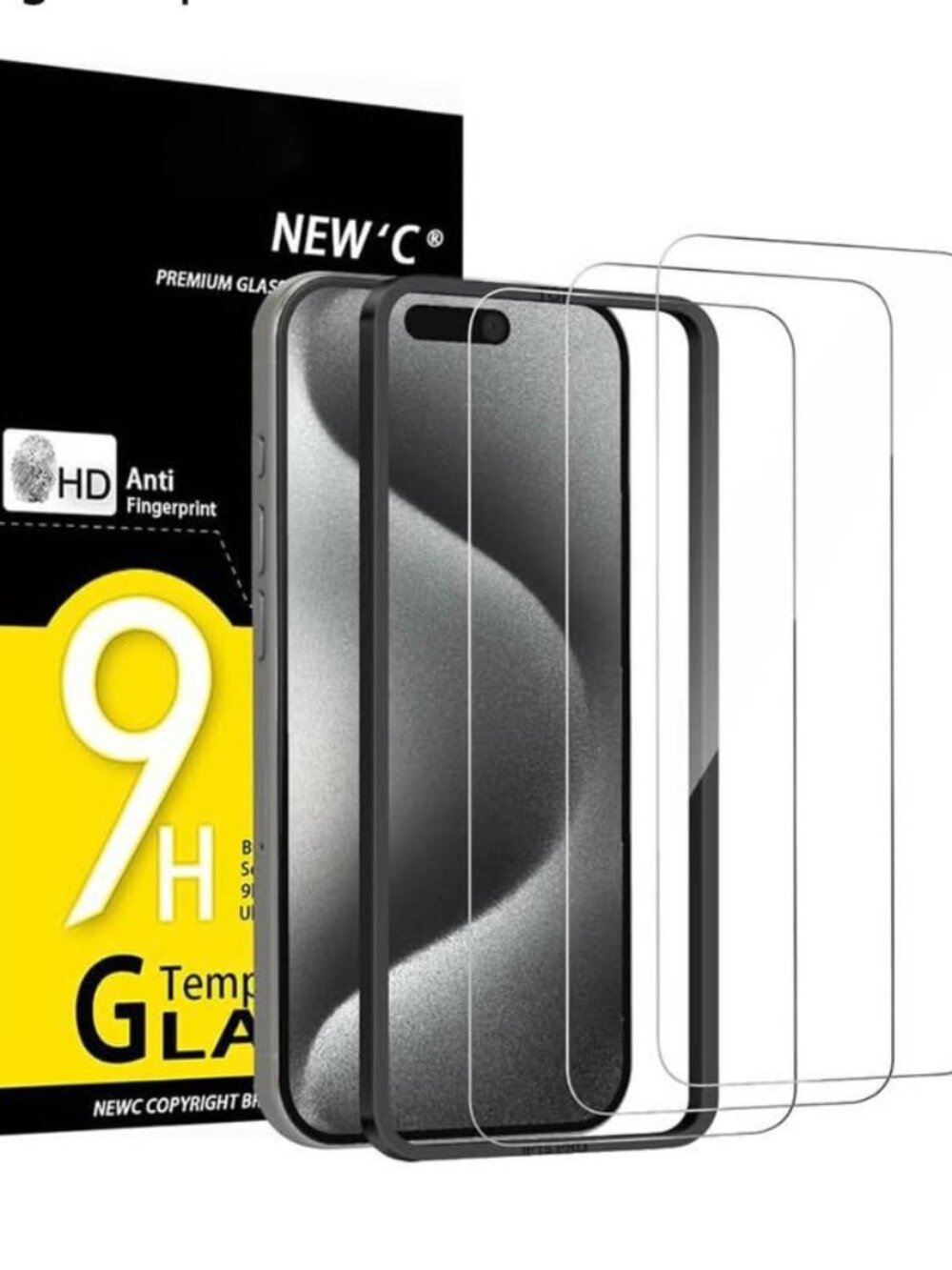 iPhone 15 Pro Screen Protector Easy Installation Tool Included 3 Pcs,Clear